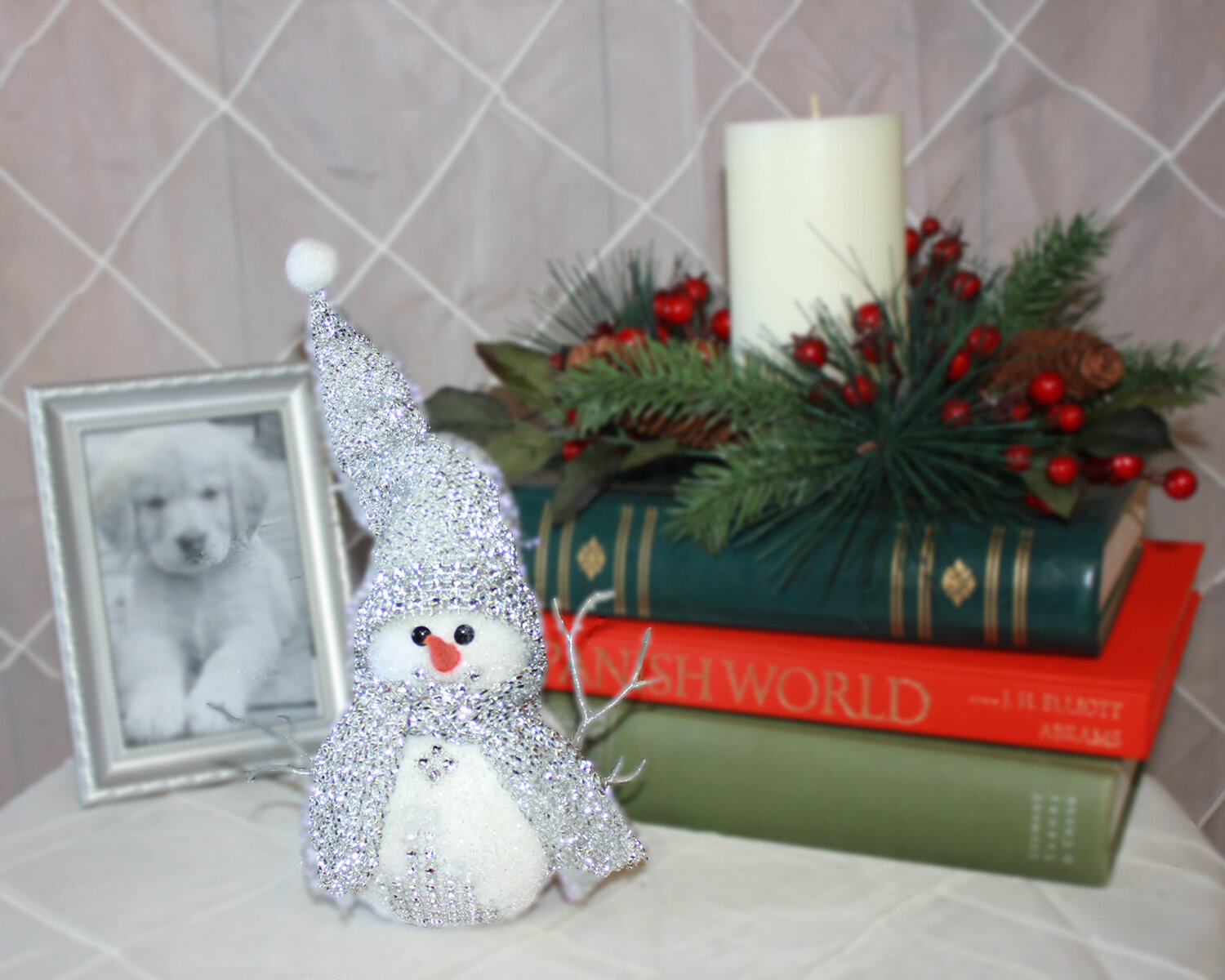 Silver Wrapped Wire Snowman Collectible Snow Man Decoration Christmas Metal 