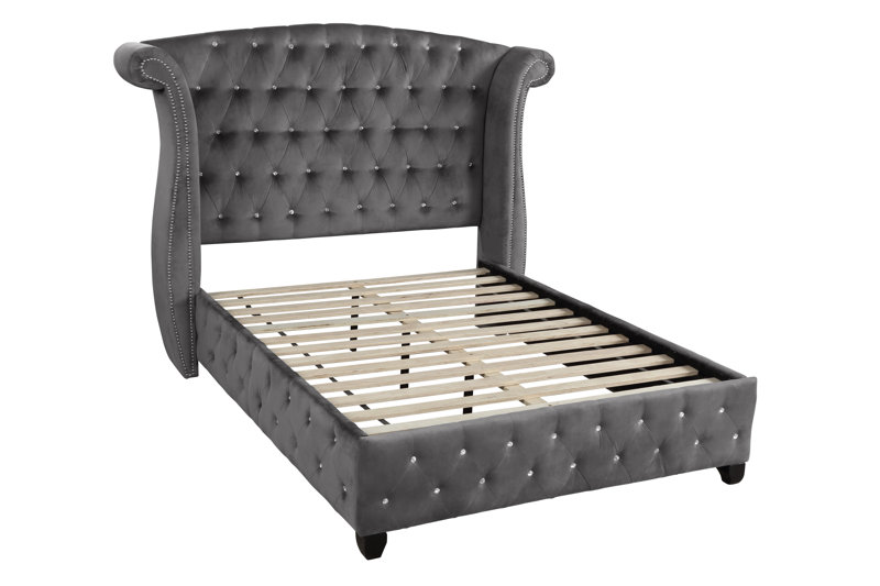 (INCOMPLETE) Rausch Tufted Upholstered Low Profile Sleigh Bed Color: Gray, Size: King