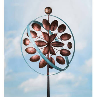 Plow Hearth Copper And Verdigris Armillary Sphere Wind Spinner