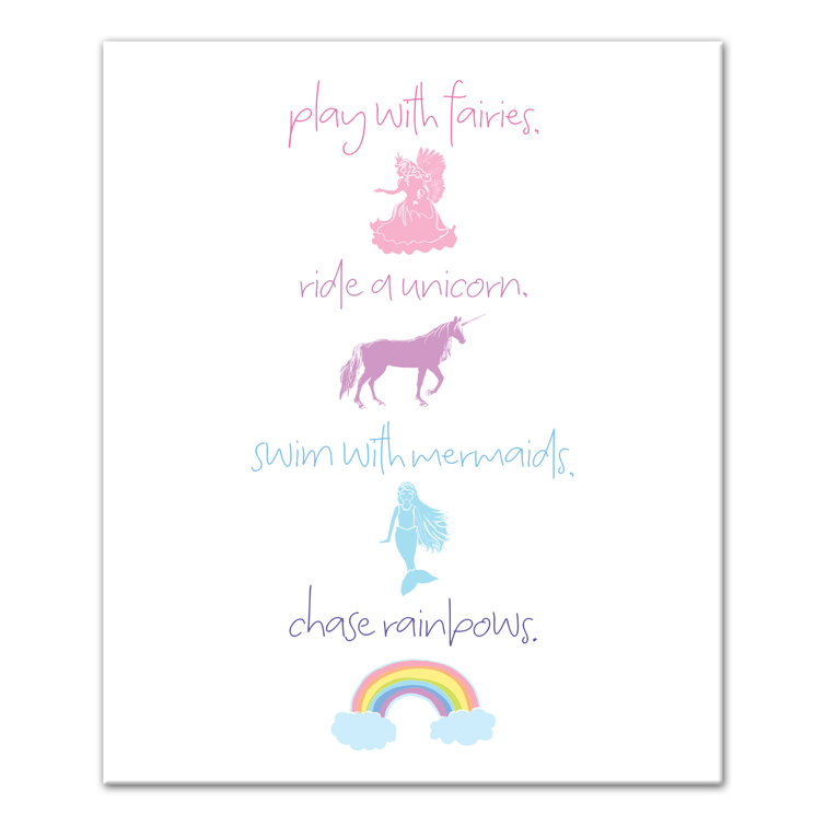 zoomie kids fairies unicorns mermaids wrapped canvas textual art wayfair