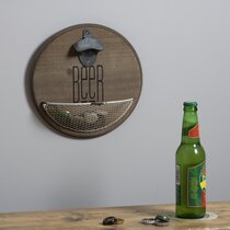 Home Bottle Opener Safe Wooden Bar Decorative Beer Cap Wall Mounted Vintage HOT. 