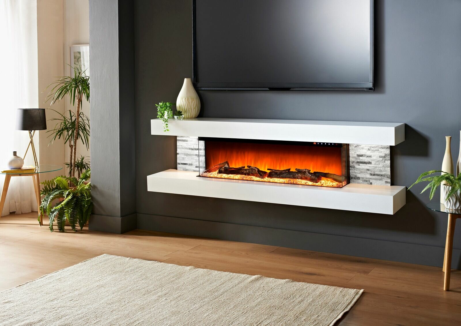 Orren Ellis Katlyn 72 W Surface Wall Mounted Electric Fireplace Reviews Wayfair