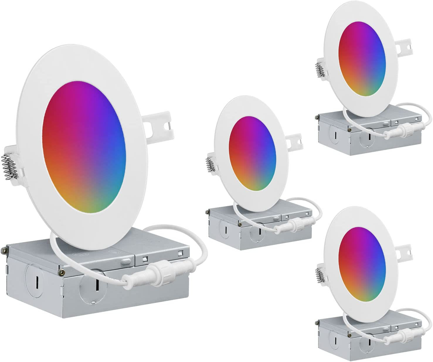 QPLUS 4Inch Slim LED Smart WIFI RGB Recessed Ceiling Light w/Junction