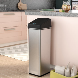 Kitchen Trash Cans You Ll Love In 2019 Wayfair Ealy Stainless Plastic 13 Gallon Motion Sensor Trash Can