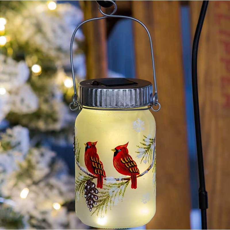 Wind  Weather Cardinal Solar Mason Jar Decorative Lantern  Reviews Wayfair