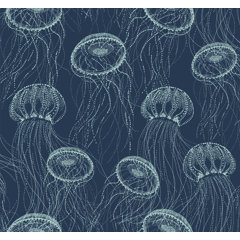 Peel-and-Stick Removable Wallpaper Algae Aquatic Octopus Jellyfish Reef Flora 