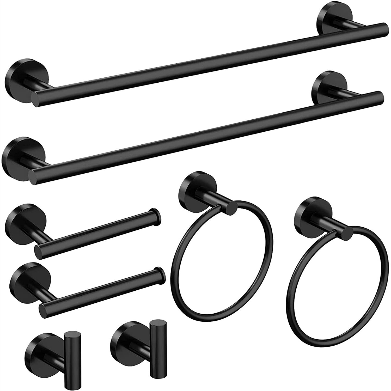 Brushed Nickel Bathroom Hardware Accessories 4 Piece Set with 24" Towel Bar 