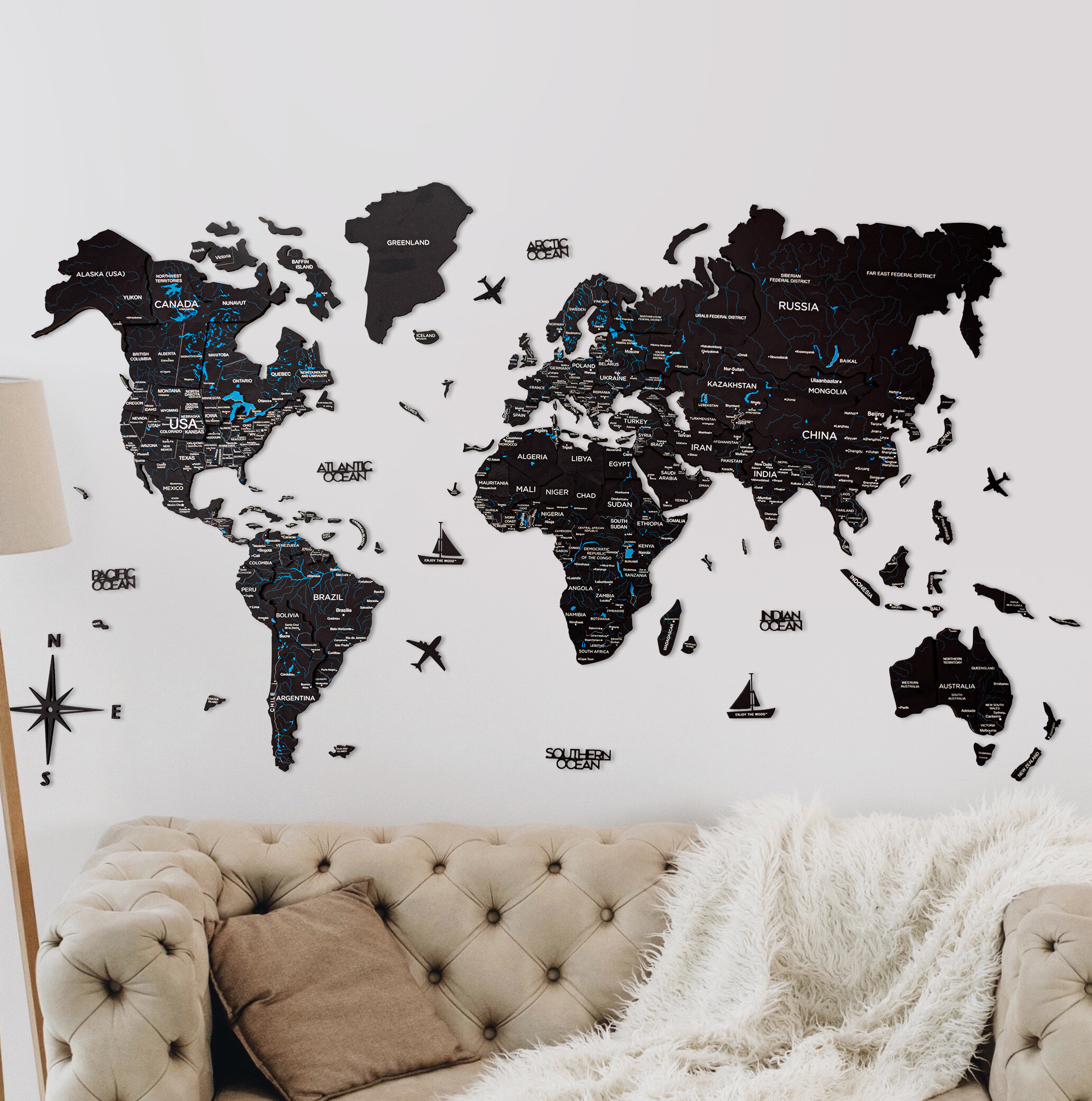 Download 17 Stories 3d Multilayered World Map Wall Decor Wayfair Co Uk