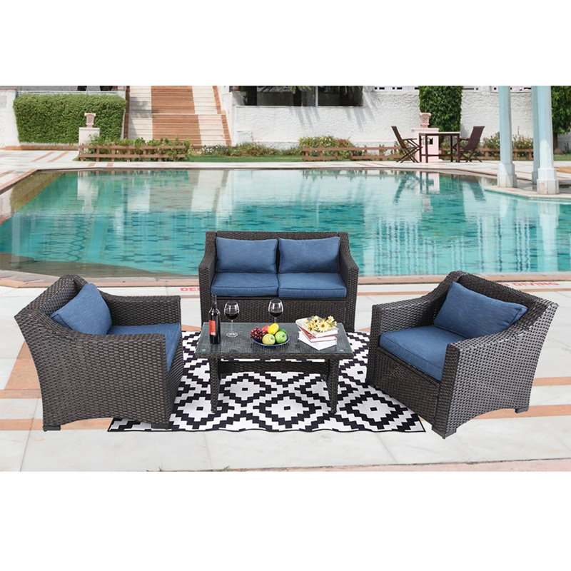 Ivy Bronx Northampt Outdoor 4 Piece Rattan Sofa Seating Group With Cushions Reviews Wayfair Rattan garden furniture is an excellent choice for the garden in 2020, at outdoor furniture at glen of the downs, we have a large range of rattan garden furniture including ranges from alexander rose, westminster, maze rattan, hartman and leisuregrow wayfair