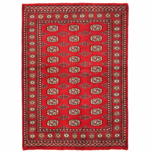 Tribal Bokhara Hand-Knotted Red Area Rug