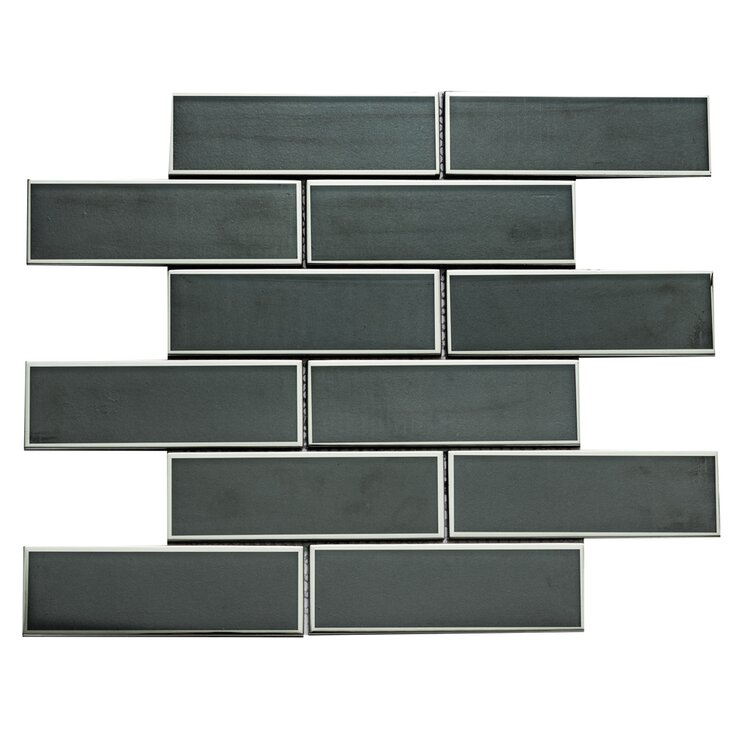 The Tile Life Athena Black 12X12 Glass Brick Joint Mosaic Tile Sheet