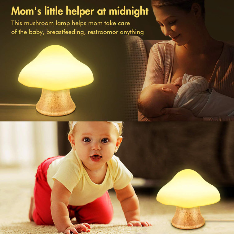 Immortal Goods Veilleuse Pour Enfants Lampe De Champignon En Bois En Silicone Del Lampe De Chevet Pour Bebe Allaitement Chambre D Enfants 16 Couleurs Changeantes 4 Luminosite 4 Modes De