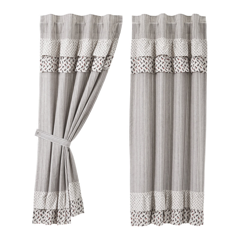Bahari 100% Cotton Striped Room Darkening Rod Pocket Curtain Panels Size per Panel: 36" W x 63" L