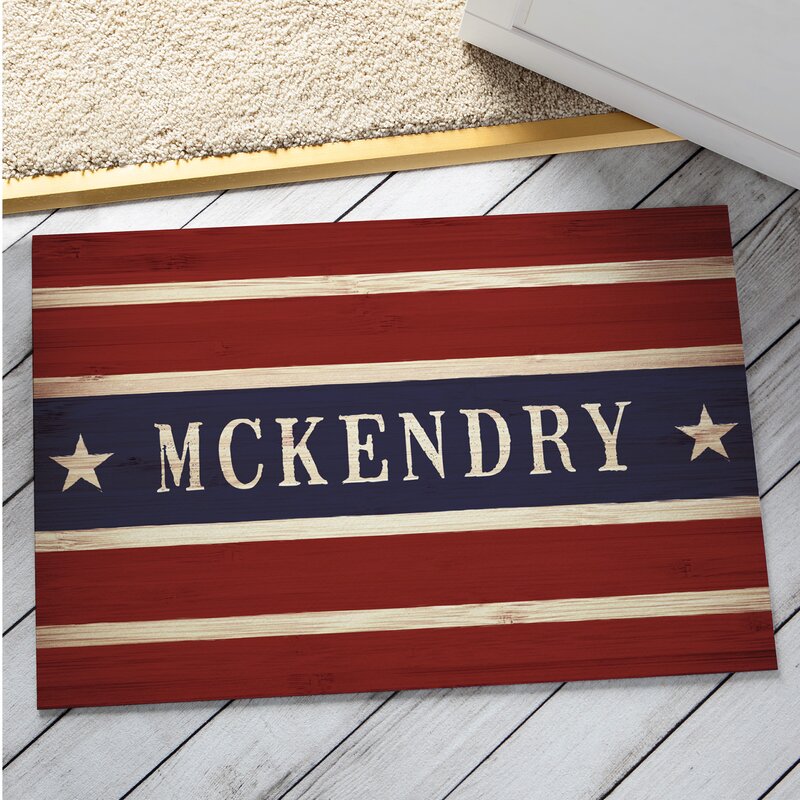 Yedinak Stars and Stripes Personalized Door Mat. Come explore Festive American Patriotic 4th of July Decorating Ideas to Inspire Celebrations!