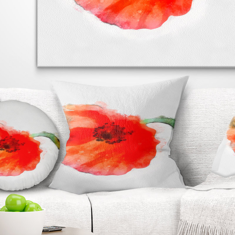 East Urban Home Flower Large Poppy On Back Pillow Wayfair