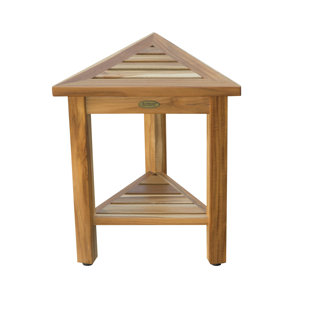 Teak Corner Shower Bench Wayfair Earthyteak Flexicorner Triangle Shower Bench With Shelf
