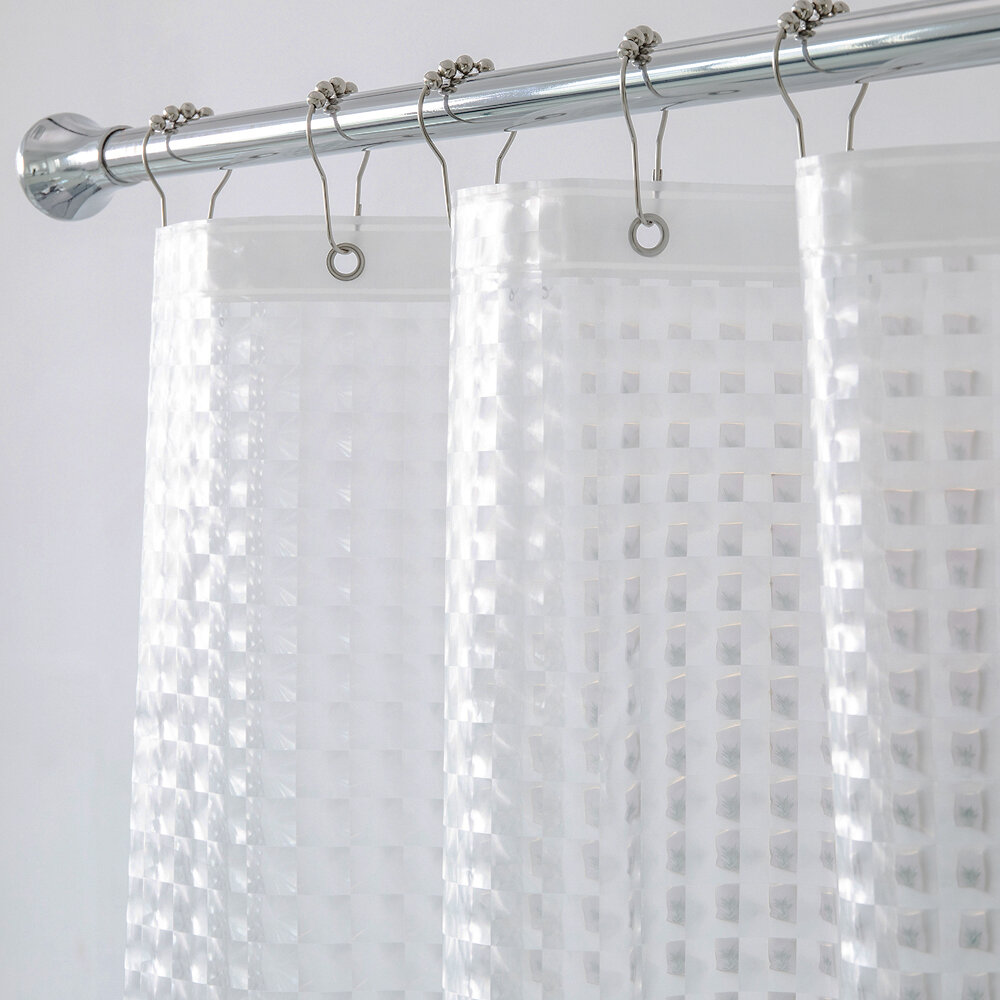 Waterproof Shower Curtain Liner Transparent Bathroom Shower Bath Curtain 12 Hook 