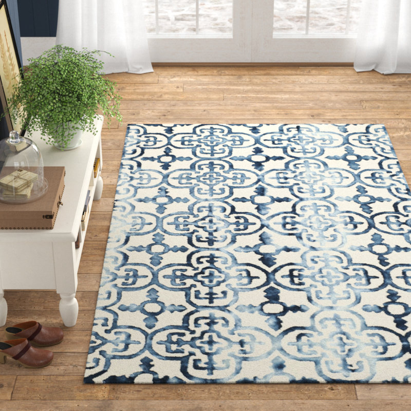 Naples Park Handade Tufted Wool Ivory/Navy Rug
