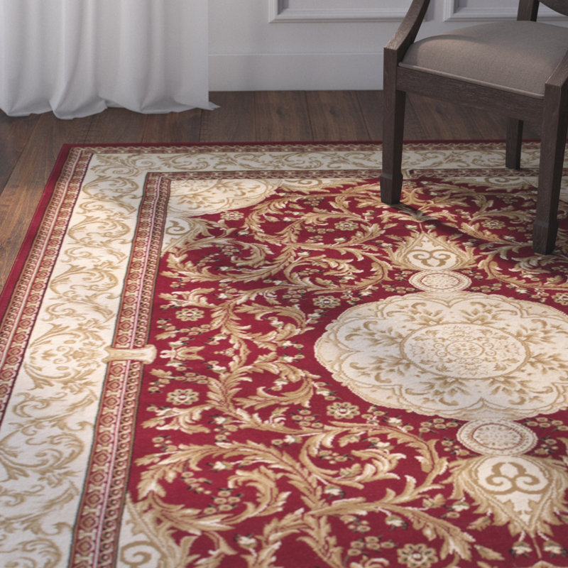 Astoria Grand Arpdale High End Ultra Dense Thick Bordered Floral Red Area Rug Wayfair
