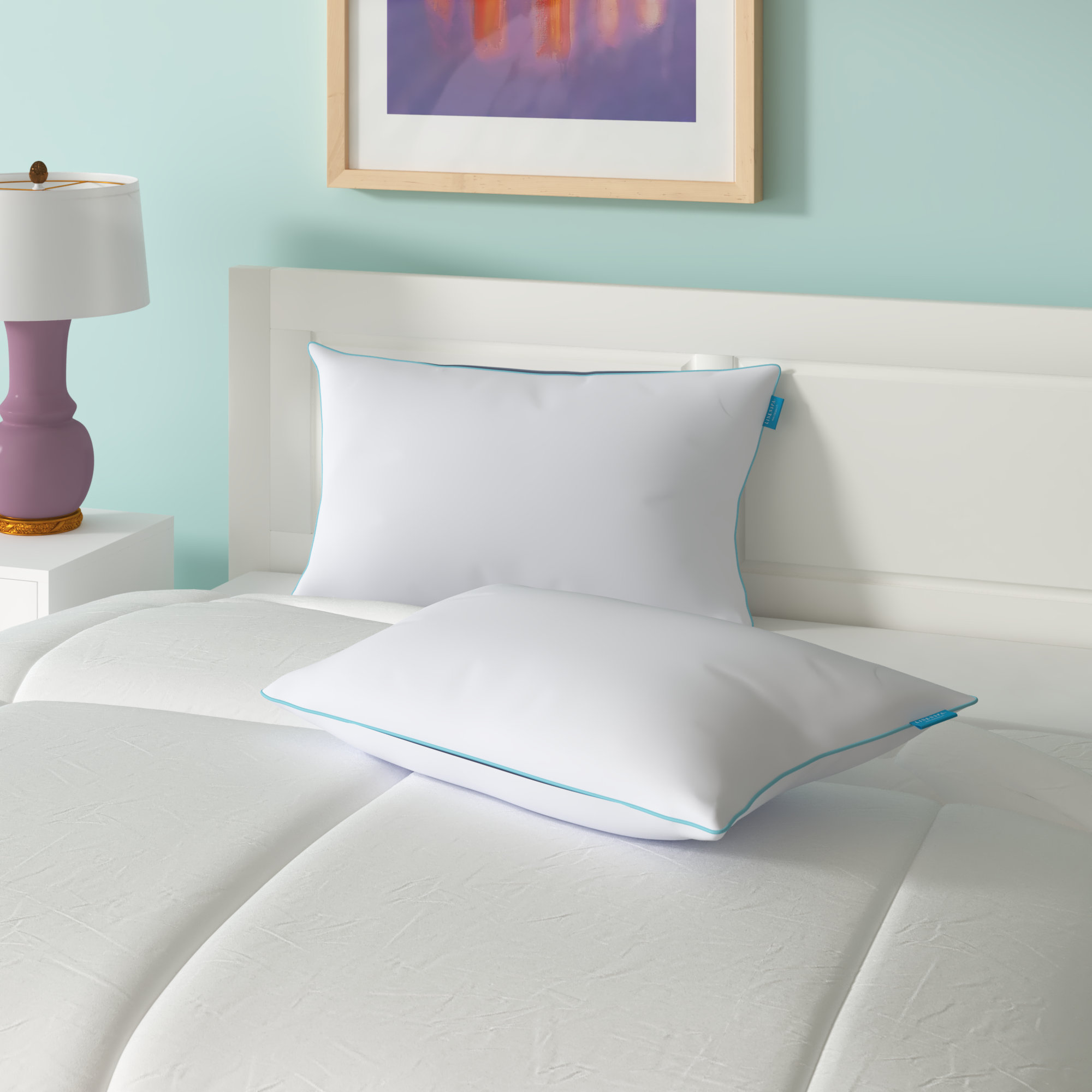 KING SIZE Won't Go Flat Pillows Hypoallergenic Foam Sleep Bed Bedroom Set Of 2 