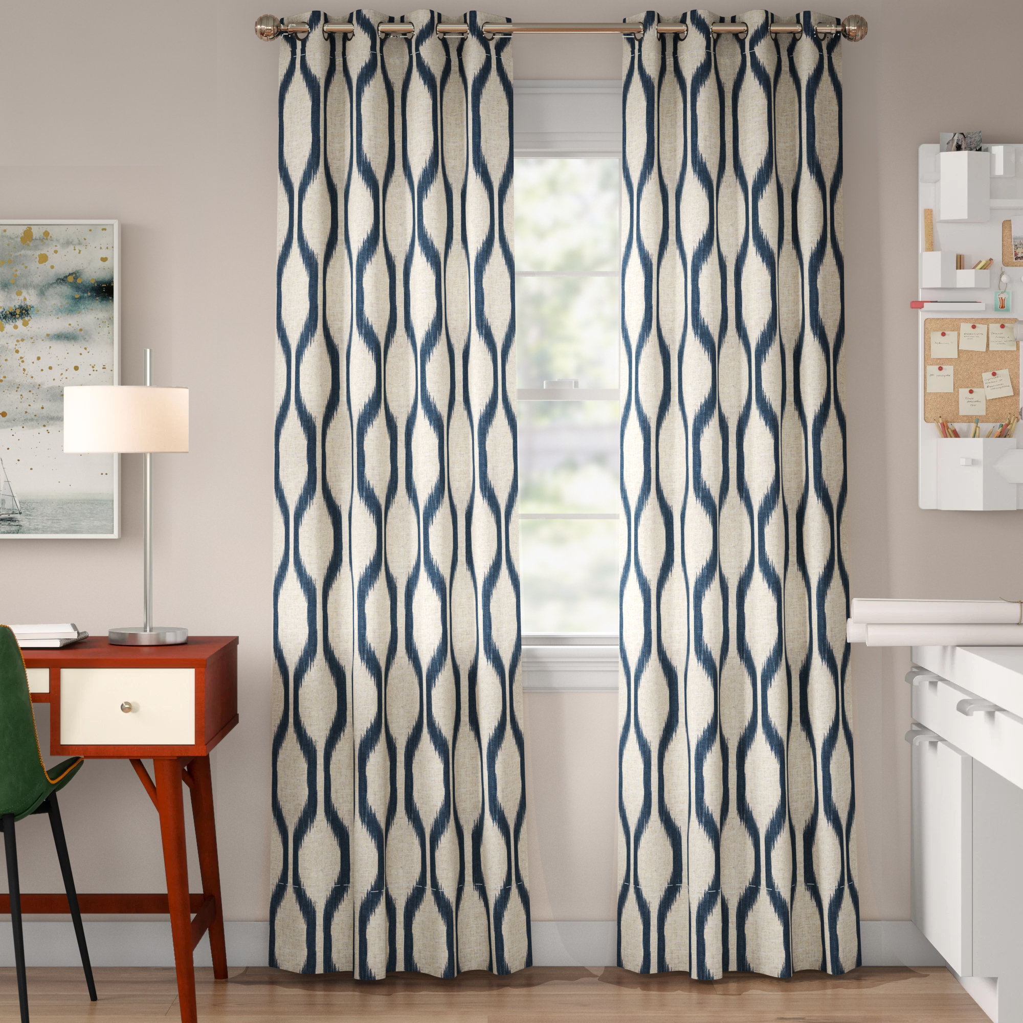 Mercury Row Valdovinos Geometric Room Darkening Grommet Curtain