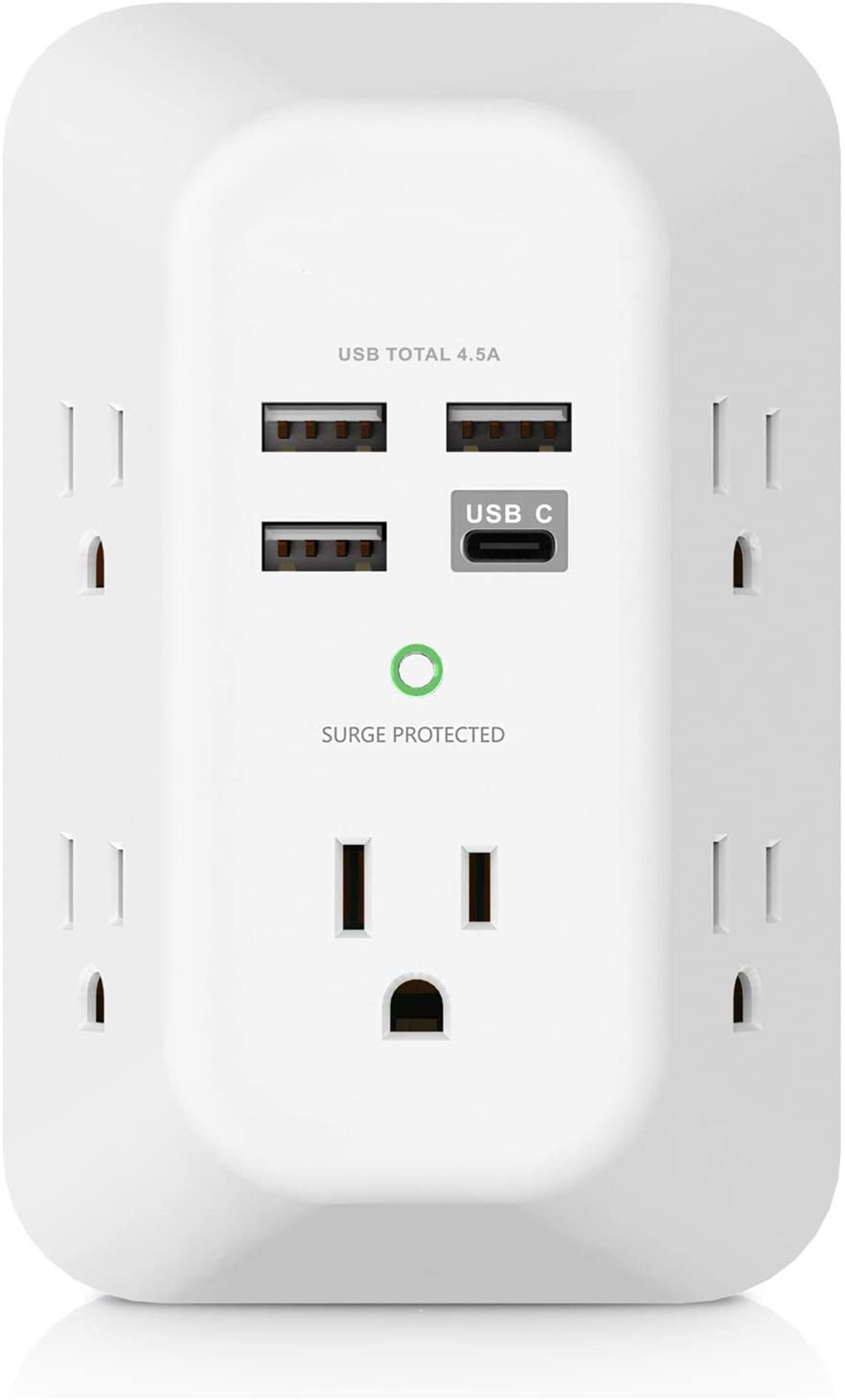 Power Strip,Wohtr Surge Protector with 10 AC Outlets & 4 USB Charging Ports and USB C Power Strip with 20W Power Delivery Port 