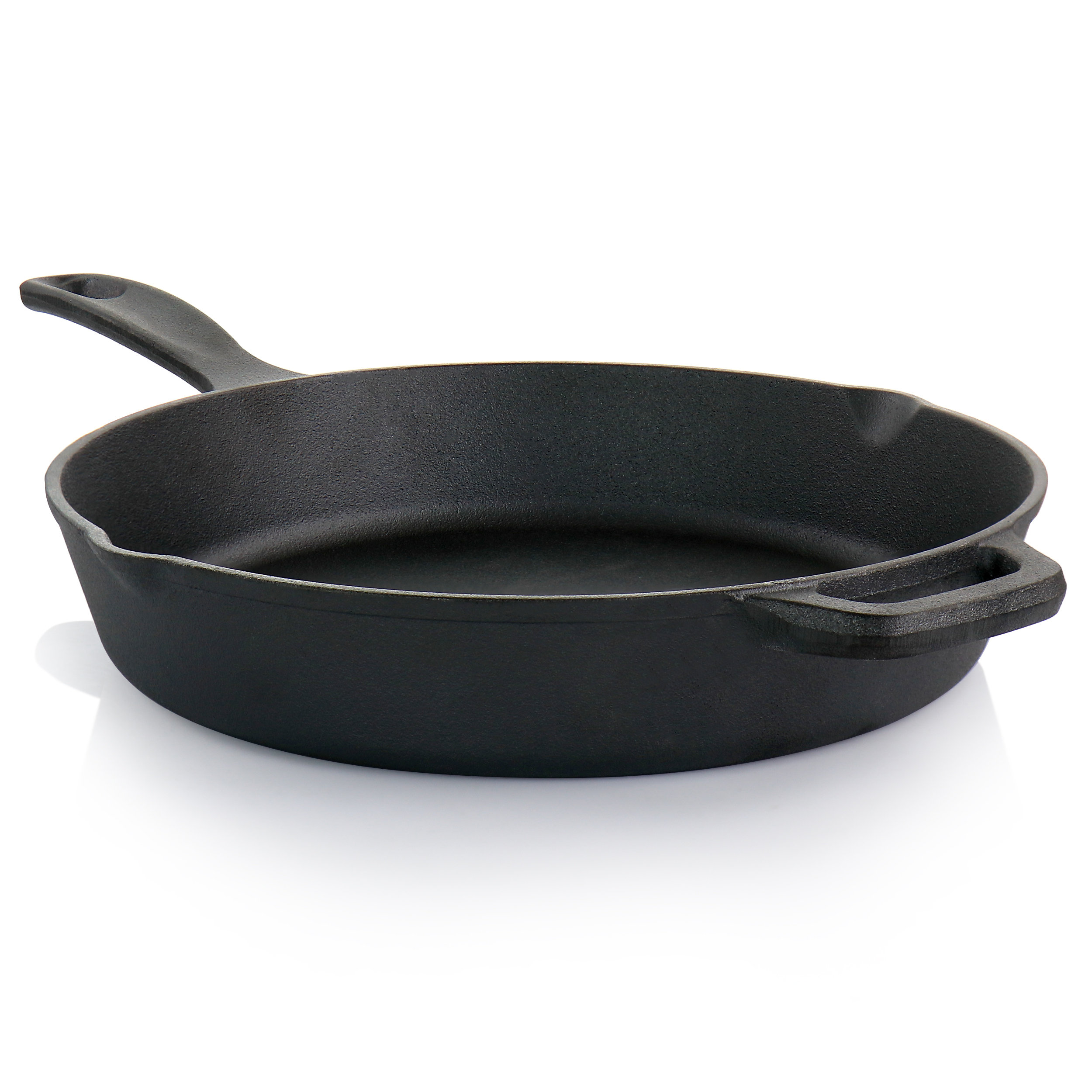 Oster Castaway 12 Inch Cast Iron Round Frying Pan With Dual Spouts