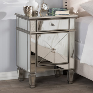 Go to store & view more images Beglin Hollywood Regency Mirrored 1 Drawer Nightstand by House of Hampton