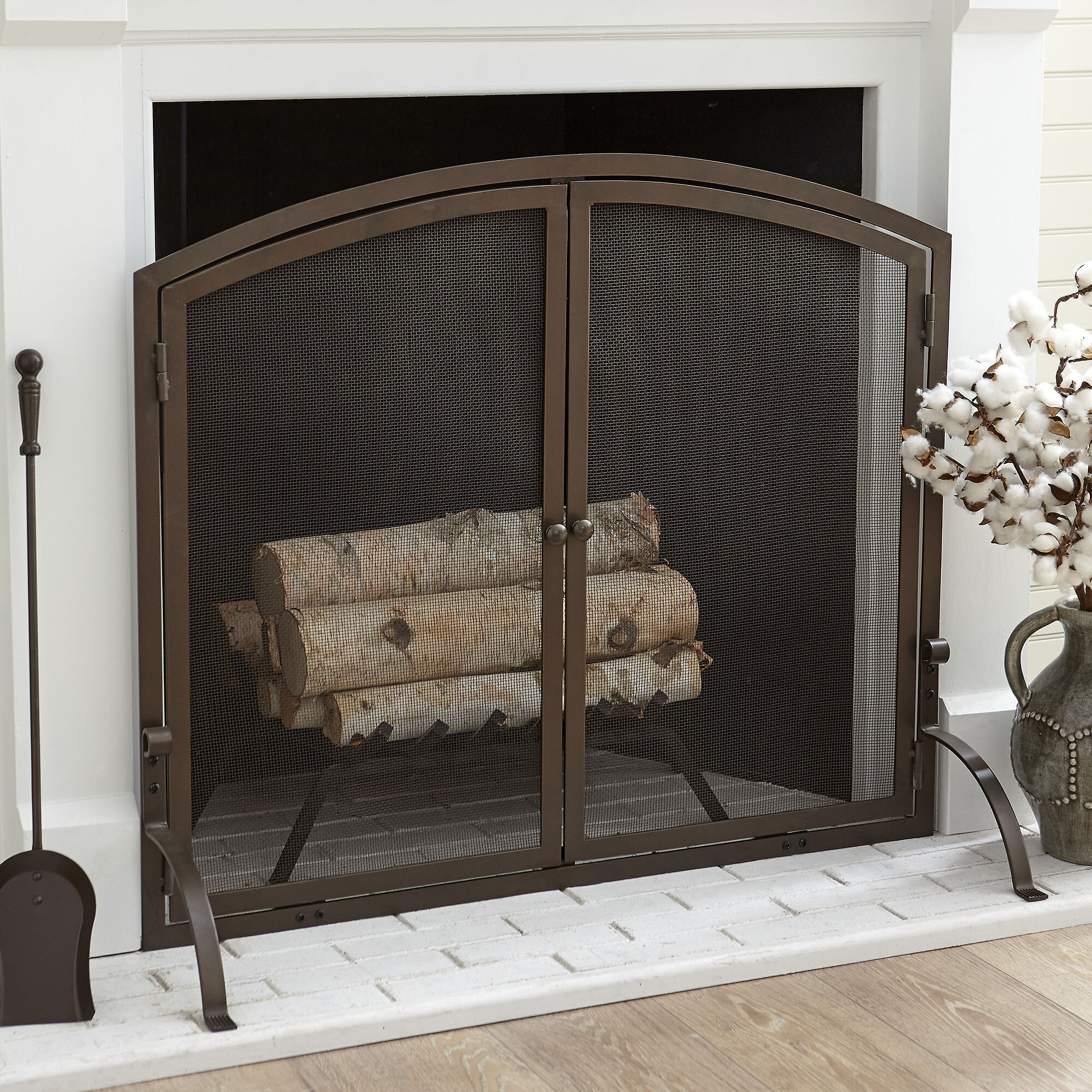 Charlton Home Scriven Single Panel Steel Fireplace Screens