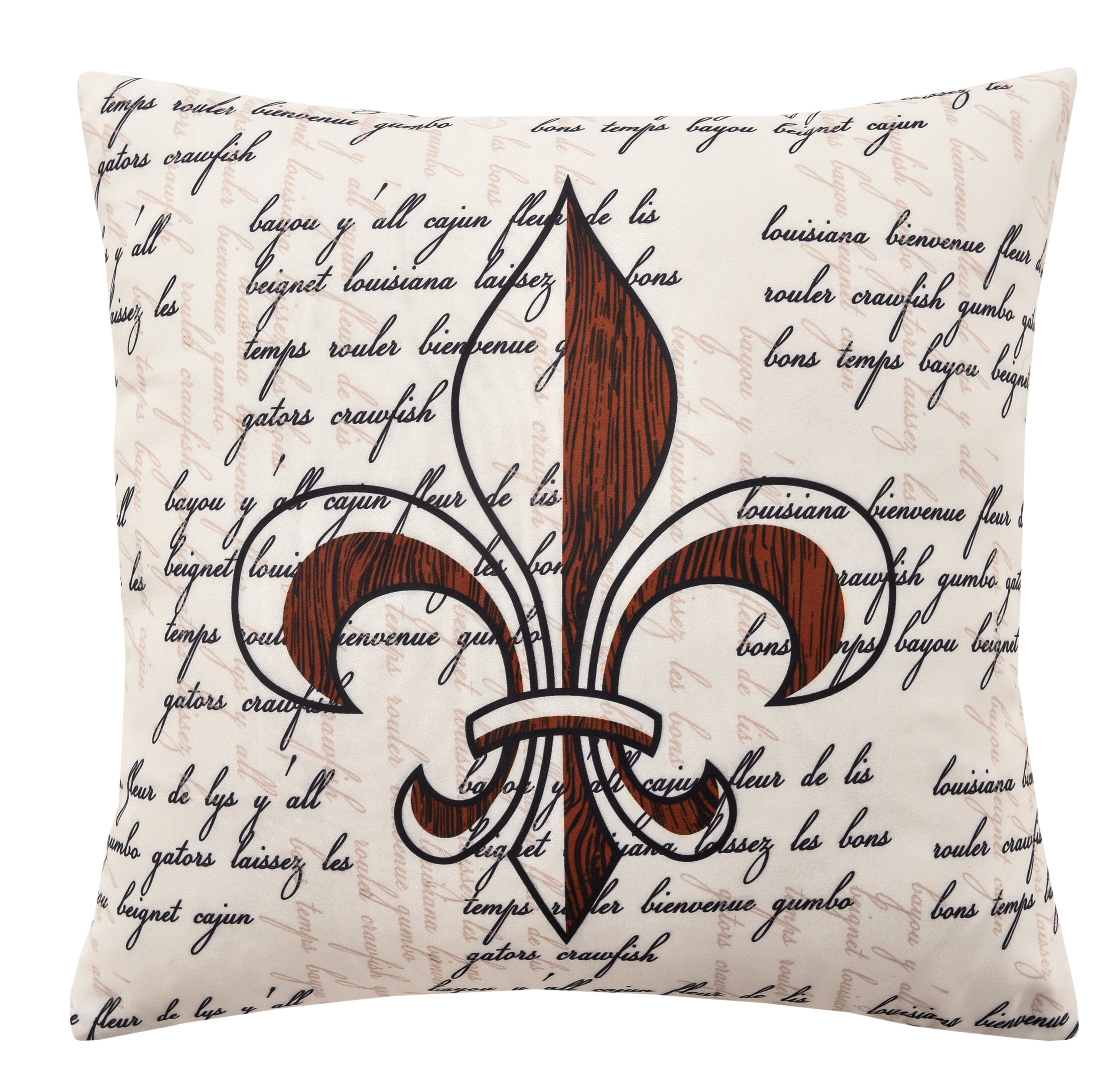 Fleur De Lis Living Vallee Cajun Fleur De Lis Phrases Throw Pillow