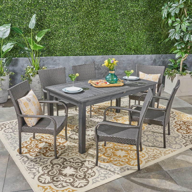 Brayden Studio Obrien Outdoor Expandable 7 Piece Dining Set Wayfair