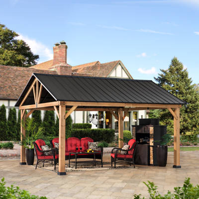 Outsunny 2 Tier 12 Ft W X 10 Ft D Aluminum Patio Gazebo Reviews Wayfair