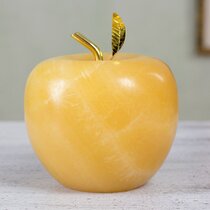 funny fruit figurine handmade Square Yellow Apple porcelain figurine