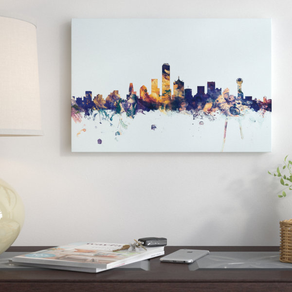 East Urban Home Skyline Series Dallas Texas Usa On Blue