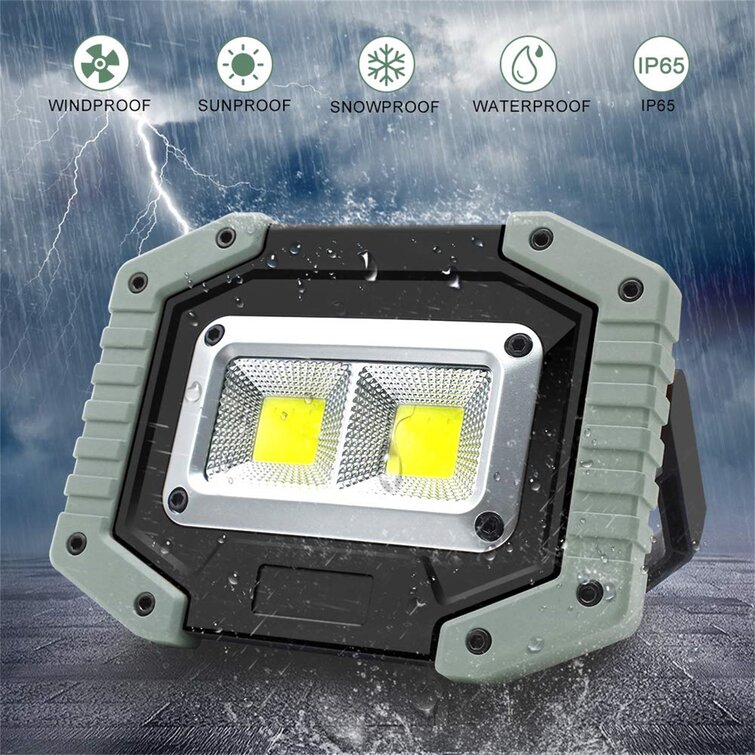 30W 1500LM 2Pack Rechargeable LED Work Light Gray Super Bright Camping Lights for Outdoor and Indoor Portable Waterproof COB Floodlight 