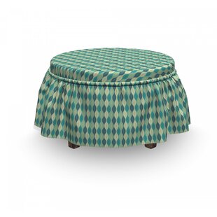 Abstract Oval Curved Lines Dots 2 Piece Box Cushion Ottoman Slipcover Set By East Urban Home