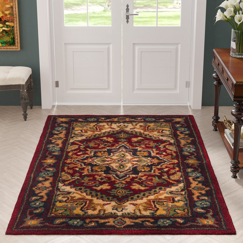 Astoria Grand Balthrop Oriental Handmade Tufted Wool Red Orange Blue Area Rug Reviews Wayfair