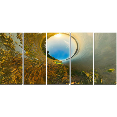 Kayak in River Little Planet Graphic Art Print MultiPiece Image on Canvas DesignArt