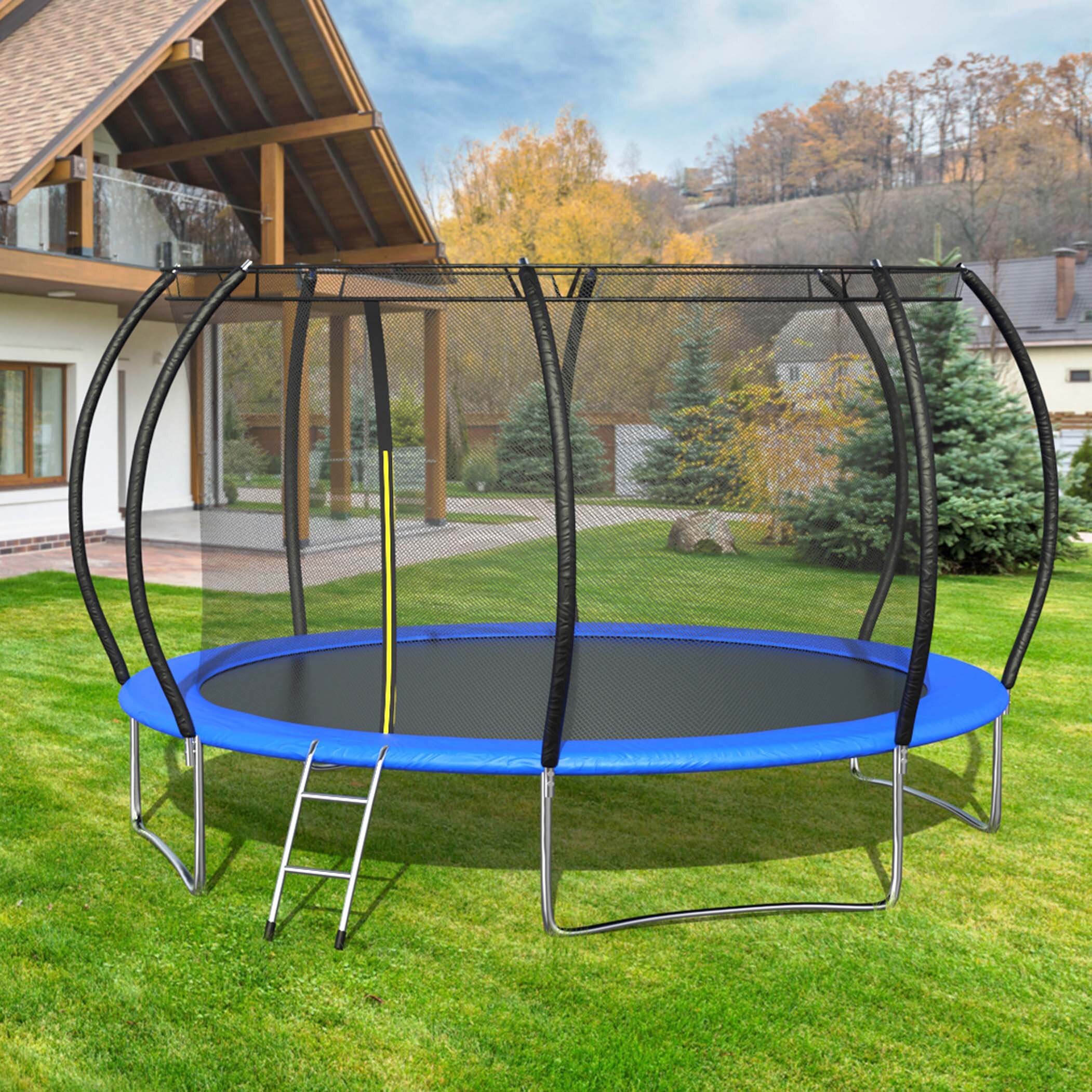8FT Trampoline Combo Bounce Jump Safety Enclosure Net w/ Spring Pad Ladder Jumpe 
