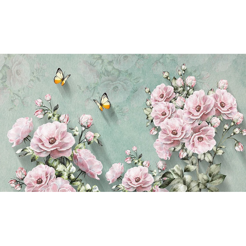 Gk Wall Design 3d Pastel Pink Flower Yellow Little Butterfly Rustic Textile Wallpaper Wayfair Ca