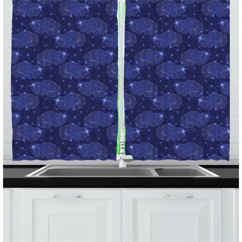 East Urban Home Blue Sky Continuous Stripesclouds Shapes Stars Night Elements Kitchen Curtain Wayfair Night Sky Elements Kitchen Curtain