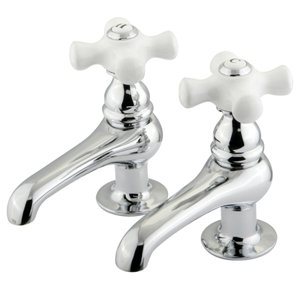 Widespread Bathroom Faucet with Porcelain Cross Handle