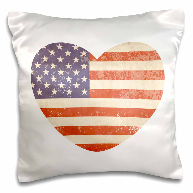 East Urban Home American Flag Heart Patriotic Usa Art Pillow Cover
