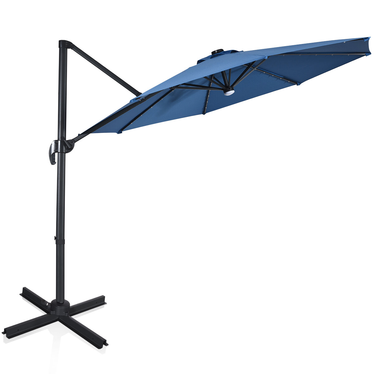 Freeport Park 10ft Solar Led Cantilever Offset Patio Umbrella 360dgrees Rotation Aluminum Grey Reviews Wayfair Ca