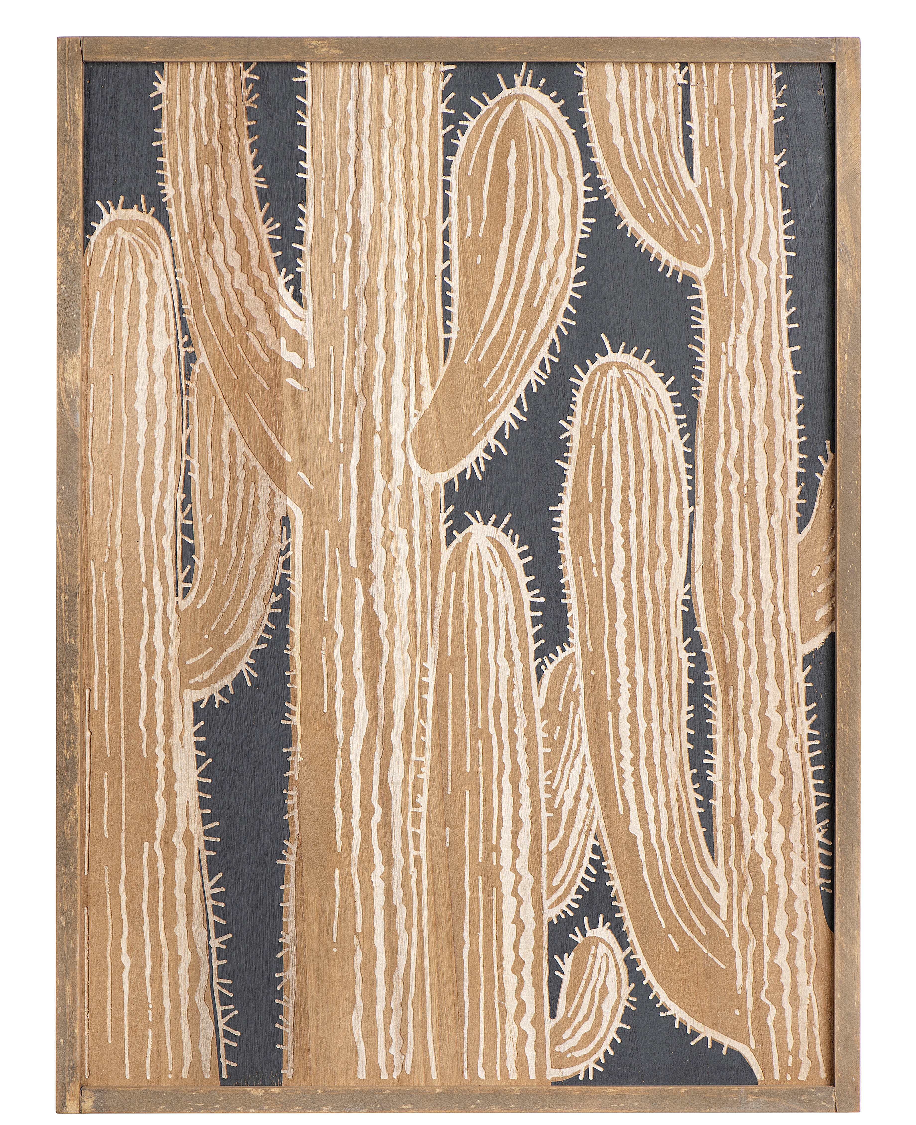 Dakota Fieldsslate Blue And Brown Cactus Picture Frame Painting Print On Wood Reviews Wayfair