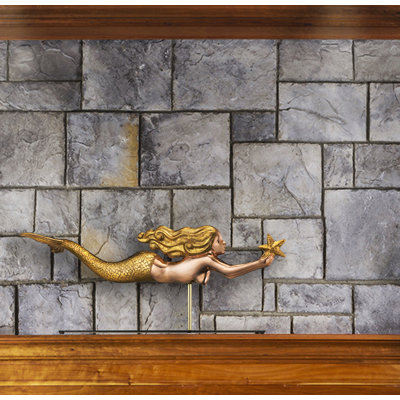 Bonie Pure Copper Mermaid With Starfish Figurine Rosecliff Heights