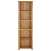 Modern Oak Waxed Low Bookcase Solid Wood Abbey Oak Small Narrow Bookcase 