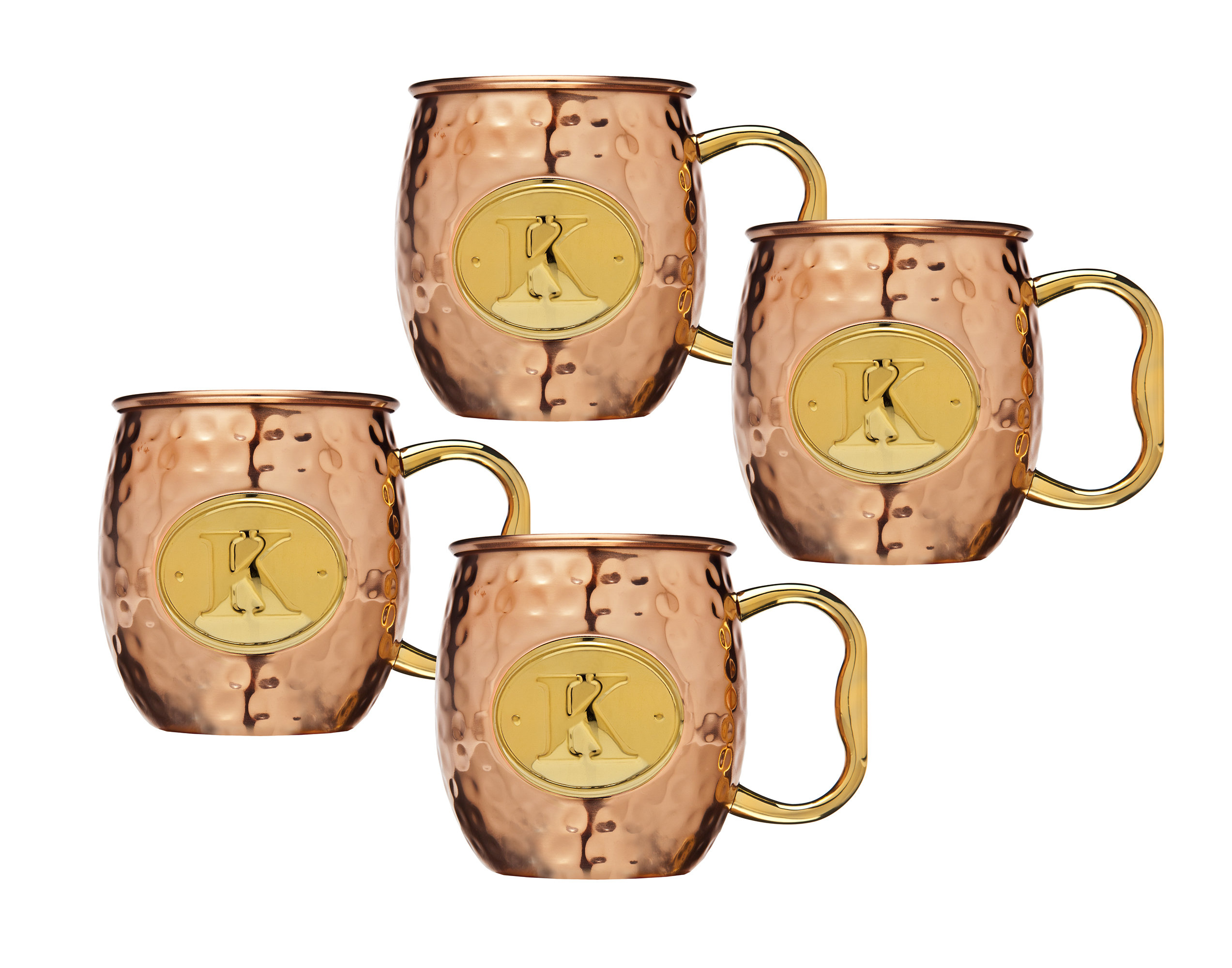 Monogrammed J Set of 4 Copper Old Dutch International Solid Moscow Mule Mug 16-Ounce