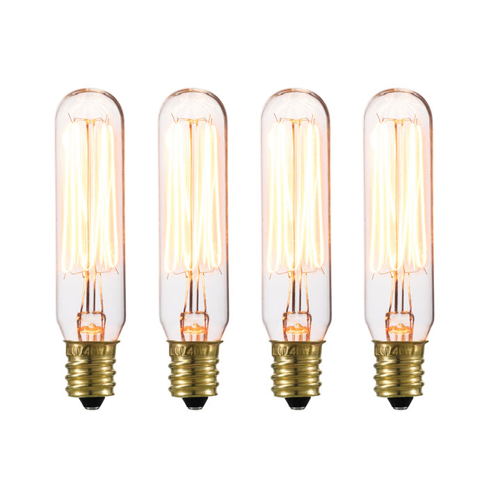 40 Watt T6 Incandescent Dimmable Light Bulb Warm White 2200k E12 Base 40 Watt T6 Incandescent Dimmable Light Bulb Warm White 2200k E12 Base