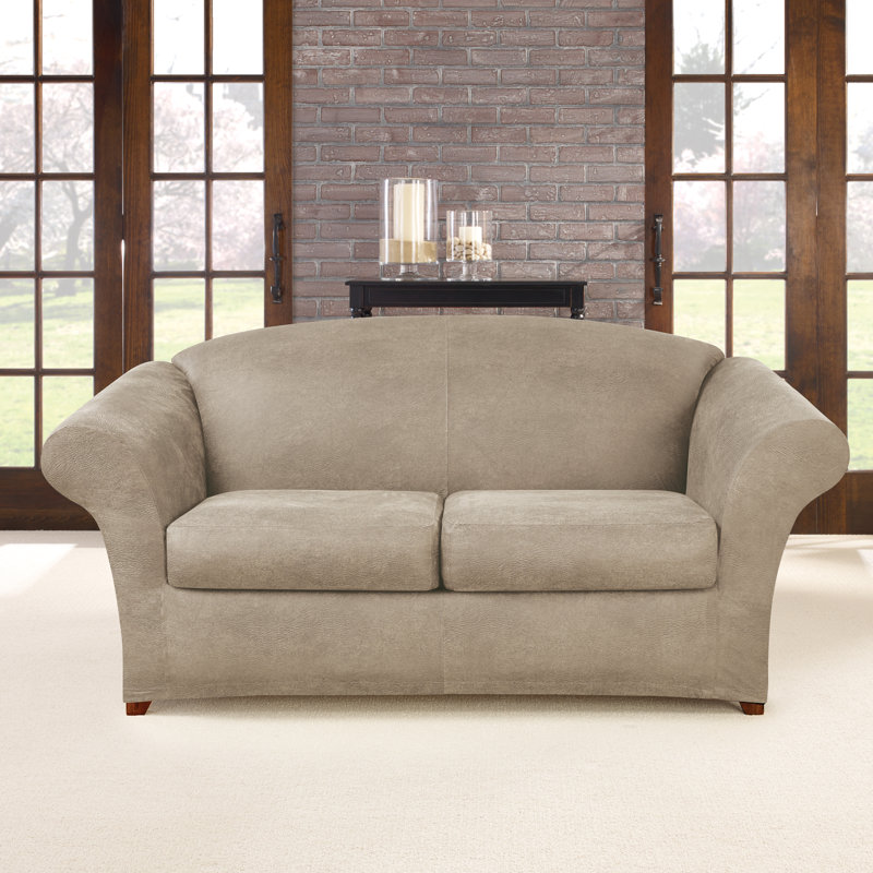 Sure Fit Ultimate Heavyweight Stretch Leather 3 Piece Box Cushion Loveseat Slipcover Set Reviews Wayfair